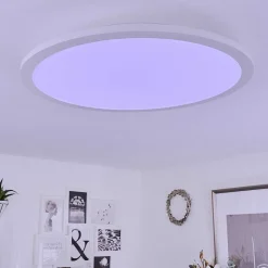 Plafonnier Sani Led Blanc, 1 Lumiere, Telecommandes, Changeur De Couleurs
