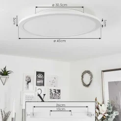 Plafonnier Sani Led Blanc, 1 Lumiere, Telecommandes, Changeur De Couleurs