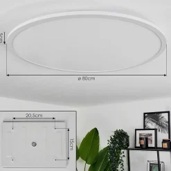 Plafonnier Sani Led Blanc, 1 Lumiere, Telecommandes, Changeur De Couleurs