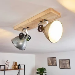 Plafonnier Svanfolk Brun, Noir, Zingue, 2 Lumieres