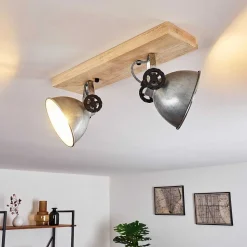 Plafonnier Svanfolk Brun, Noir, Zingue, 2 Lumieres