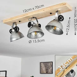 Plafonnier Svanfolk Brun, Noir, Zingue, 3 Lumieres