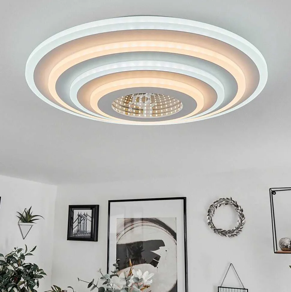 Plafonnier Takok Led Blanc, 1 Lumiere, Telecommandes