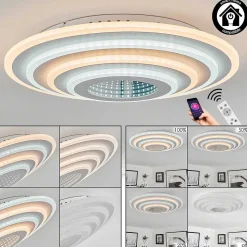 Plafonnier Takok Led Blanc, 1 Lumiere, Telecommandes