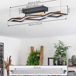 Plafonnier Tavon Led Ecru, Noir, 1 Lumiere