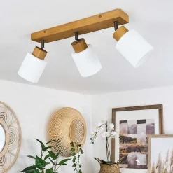 Plafonnier Tercier Argent Oxyde, Ecru, 3 Lumieres