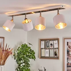 Plafonnier Tibro Argente, Blanc, 4 Lumieres