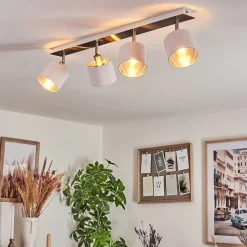 Plafonnier Tibro Argente, Blanc, 4 Lumieres