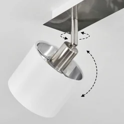 Plafonnier Tibro Nickel Mat, Blanc, 2 Lumieres