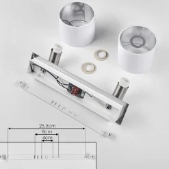 Plafonnier Tibro Nickel Mat, Blanc, 2 Lumieres