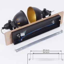 Plafonnier Tina Bois Fonce, Ecru, Noir, 2 Lumieres