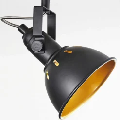 Plafonnier Tina Chrome, Bois Fonce, Noir, 4 Lumieres