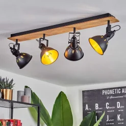 Plafonnier Tina Chrome, Ecru, Noir, 4 Lumieres