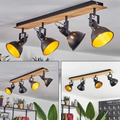 Plafonnier Tina Chrome, Ecru, Noir, 4 Lumieres