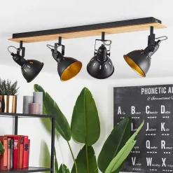 Plafonnier Tina Chrome, Ecru, Noir, 4 Lumieres