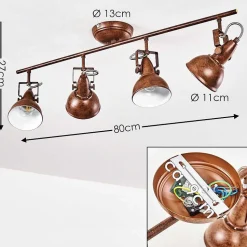 Plafonnier Tina Rouille, 4 Lumieres