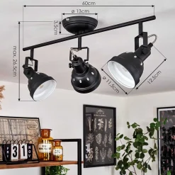 Plafonnier Tita Noir, 3 Lumieres