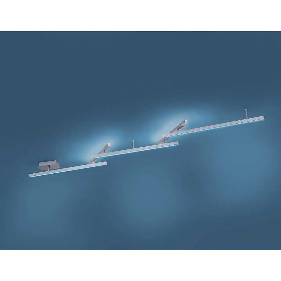 Plafonnier Trio Leuchten Wiz Melby Led Nickel Mat, 1 Lumiere, Telecommandes, Changeur De Couleurs
