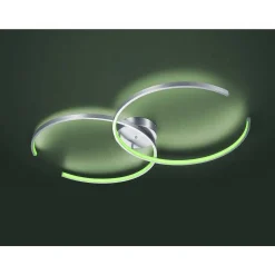 Plafonnier Trio Leuchten Wiz Citizen Led Nickel Mat, 2 Lumieres, Telecommandes, Changeur De Couleurs