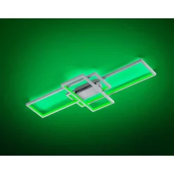 Plafonnier Trio Thiago Led Nickel Mat, 1 Lumiere, Telecommandes, Changeur De Couleurs