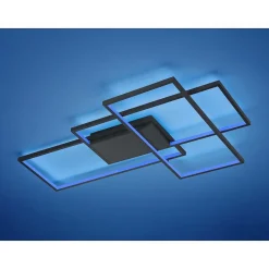 Plafonnier Trio Thiago Led Anthracite, 1 Lumiere, Telecommandes, Changeur De Couleurs