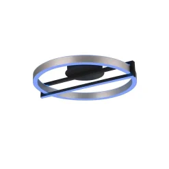 Plafonnier Trio Thompson Led Aluminium Brosse, 1 Lumiere, Telecommandes, Changeur De Couleurs