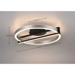 Plafonnier Trio Thompson Led Aluminium Brosse, 1 Lumiere, Telecommandes, Changeur De Couleurs