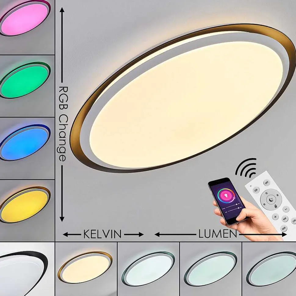 Plafonnier Vejle Led Blanc, 2 Lumieres, Changeur De Couleurs