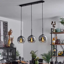 Plafonnier Verre 20 Cm Koyoto Clair, Fume, 3 Lumieres