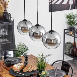 Plafonnier Verre 20 Cm Koyoto Clair, Fume, 3 Lumieres