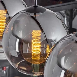 Plafonnier Verre 20 Cm Koyoto Clair, Fume, 3 Lumieres