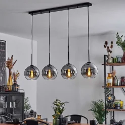 Plafonnier Verre 20 Cm Koyoto Clair, Fume, 4 Lumieres