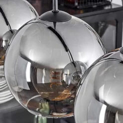 Plafonnier Verre 20 Cm Koyoto Clair, Fume, 4 Lumieres