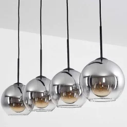 Plafonnier Verre 20 Cm Koyoto Clair, Fume, 4 Lumieres