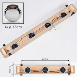 Plafonnier Verre 15Cm Montgomery Ecru, Noir, 4 Lumieres