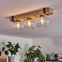 Plafonnier Verre 15Cm Montgomery Ecru, Noir, 3 Lumieres