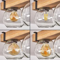 Plafonnier Verre 15Cm Montgomery Ecru, Noir, 3 Lumieres