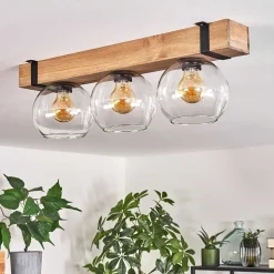 Plafonnier Verre 15Cm Montgomery Ecru, Noir, 3 Lumieres