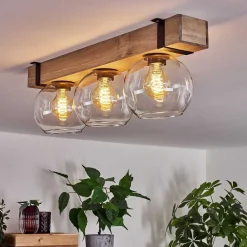 Plafonnier Verre 15Cm Montgomery Ecru, Noir, 3 Lumieres