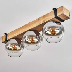 Plafonnier Verre 15Cm Montgomery Ecru, Noir, 3 Lumieres