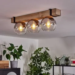 Plafonnier Verre 15Cm Montgomery Ecru, Noir, 3 Lumieres