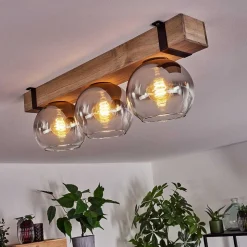 Plafonnier Verre 15Cm Montgomery Ecru, Noir, 3 Lumieres