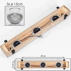 Plafonnier Verre 15Cm Montgomery Ecru, Noir, 3 Lumieres