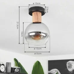 Plafonnier Vouhet Brun, Couleur Bois, Noir, 1 Lumiere