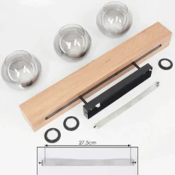 Plafonnier Vouhet Brun, Couleur Bois, Noir, 3 Lumieres