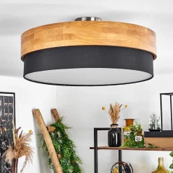 Plafonnier Vrolle Bois Clair, Nickel Mat, 3 Lumieres