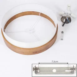 Plafonnier Vrolle Bois Clair, Nickel Mat, 3 Lumieres