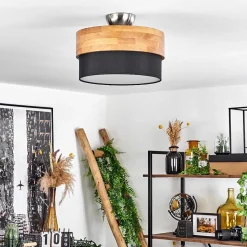 Plafonnier Vrolle Bois Clair, Nickel Mat, 2 Lumieres