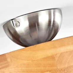 Plafonnier Vrolle Bois Clair, Nickel Mat, 2 Lumieres