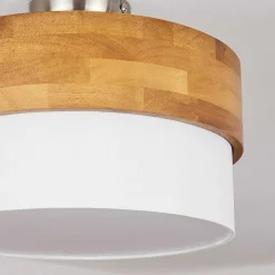 Plafonnier Vrolle Bois Clair, Nickel Mat, 2 Lumieres